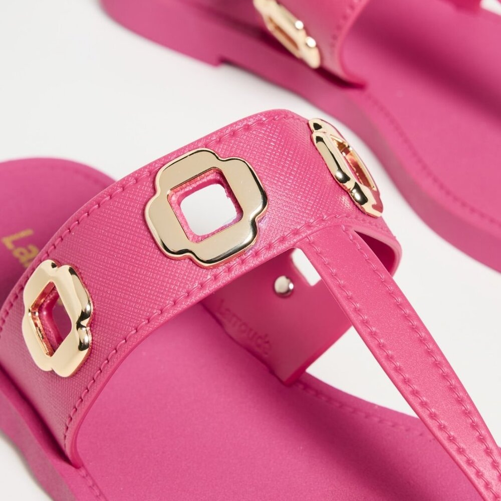 Larroude Milan S Jelly Sandals Pink Thong Slides Made in Brazil Size 4/5 - Picture 6 of 10